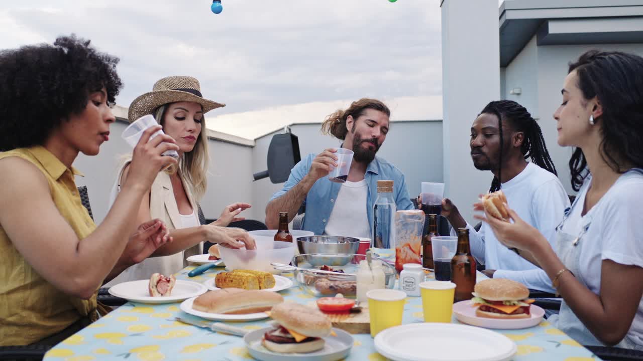 Group of people enjoying a meal together