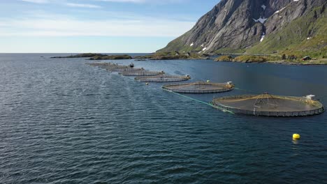 Aerial-footage-Farm-salmon-fishing-in-Norway