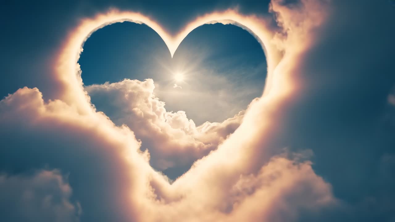 Forming heart gap as sunlight brightening and cloud edges receding in high sky, with rimmed clouds