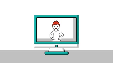 hombre en la pantalla hablando con el ordenador