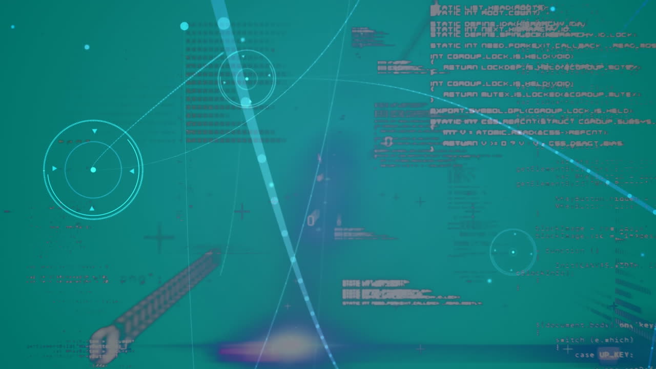 연결 네트워크의 애니메이션과 초록색 배경의 바이너리 코딩 데이터 처리