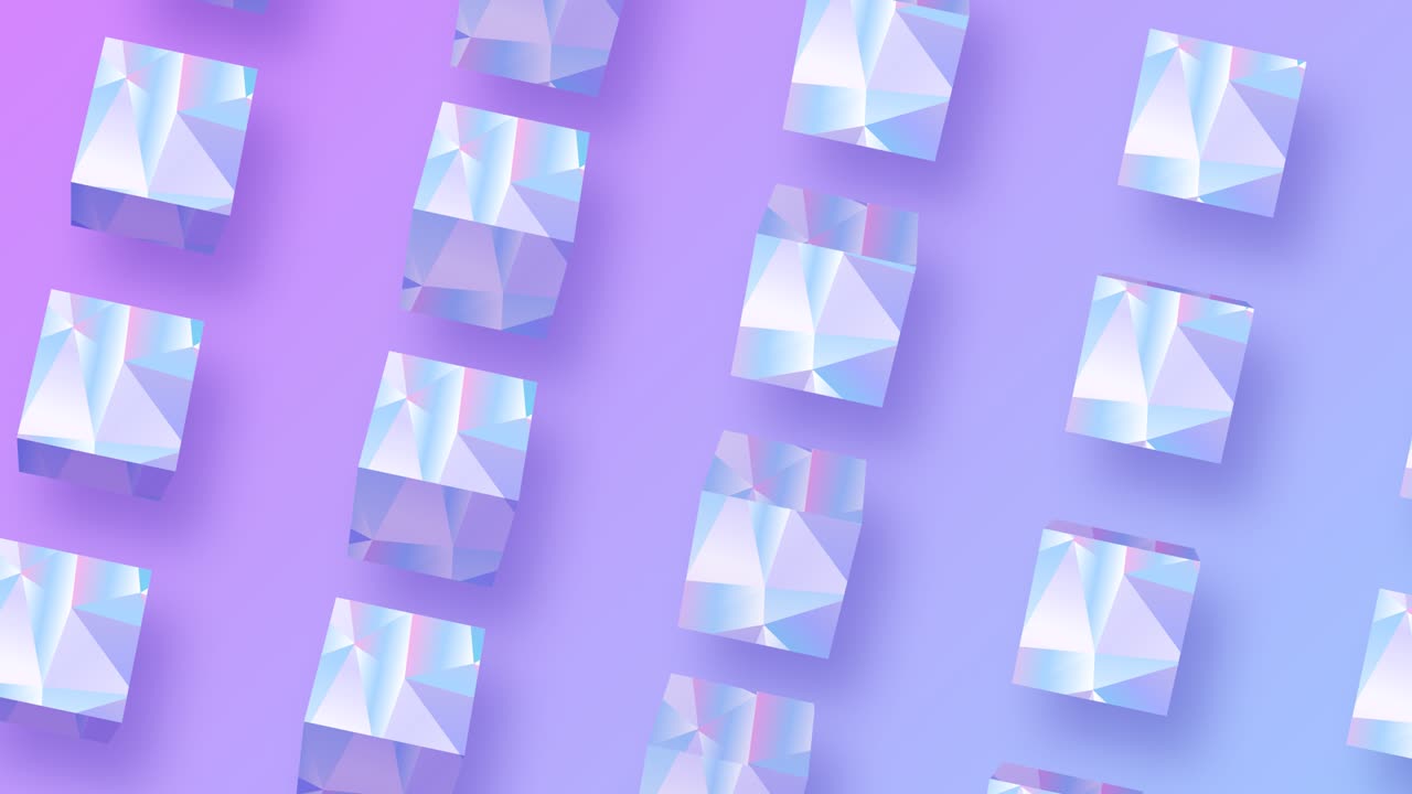 추상적인 패턴, 큐브, 3d 렌더링, 그라디언트, 홀로그램의 홀로그램 색상, 기하학적 장식 디자인 요소, 현실적인 사각형 블록, 레트로 웨이브 스타일, 4k 루프 애니메이션 영상, 배경