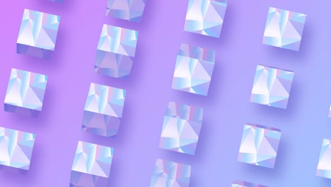 cubos de patrón abstracto 3d render con gradiente color holográfico de holograma. elemento de diseño decorativo geométrico. bloque cuadrado realista. estilo retroonda 4k imágenes animadas en bucle, fondo
