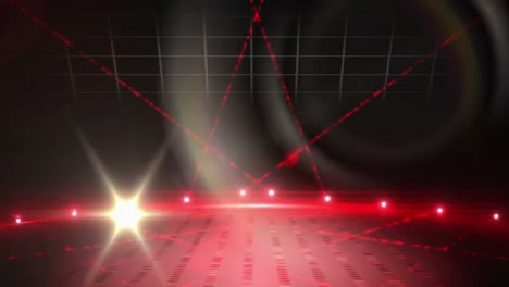 animation of lights and red lasers in black space