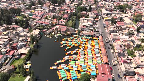 drone showing impressive views of xochimilco southeast of cdmx