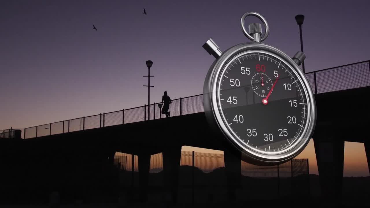 animación del reloj sobre el hombre que corre