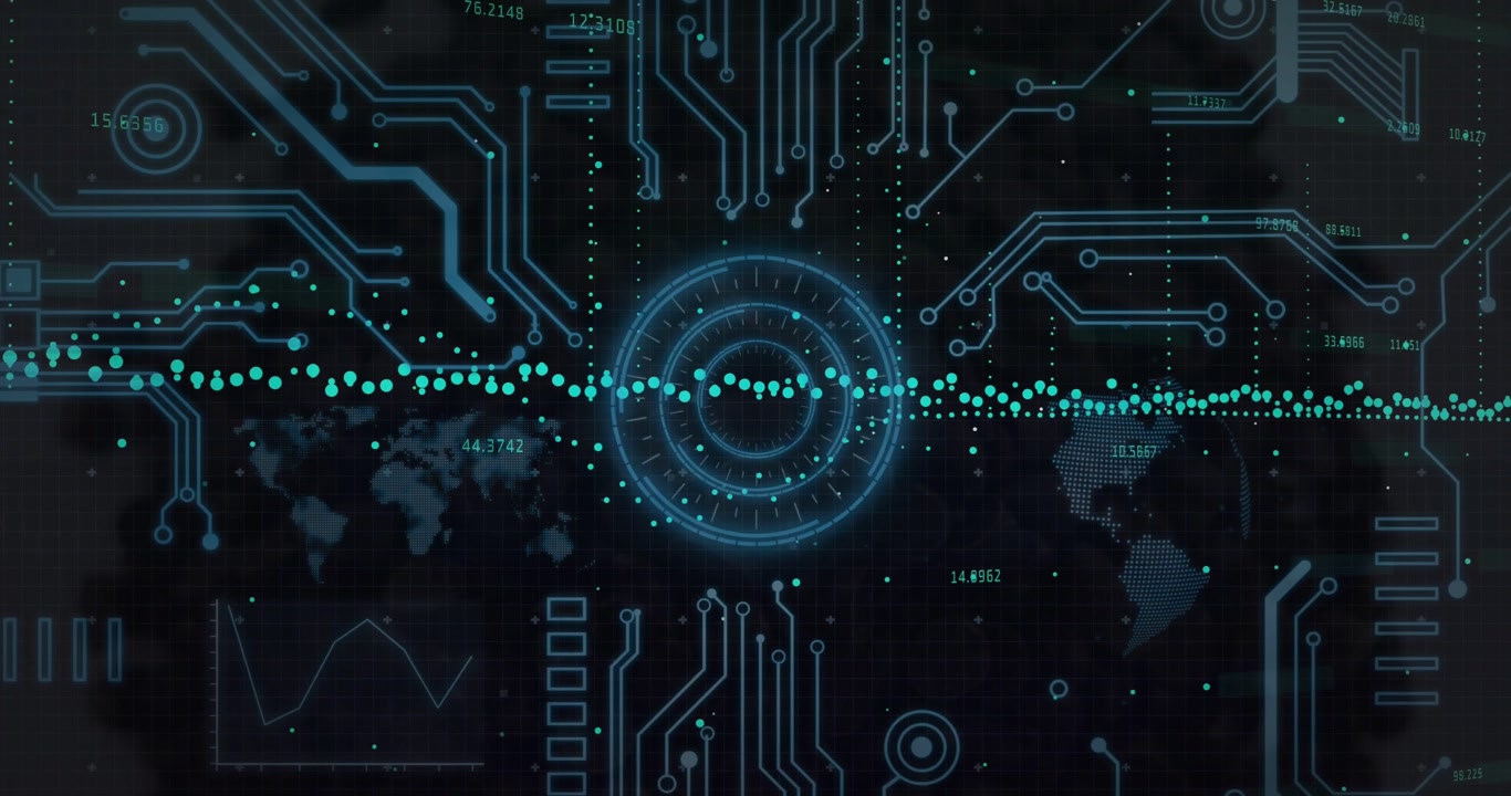 Animation of financial data processing over circuit board