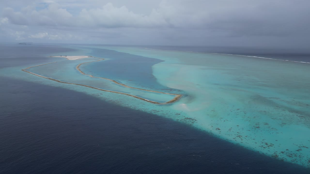 Aerial View of a Tropical Atoll in the Maldives