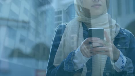 woman using smartphone and traffic