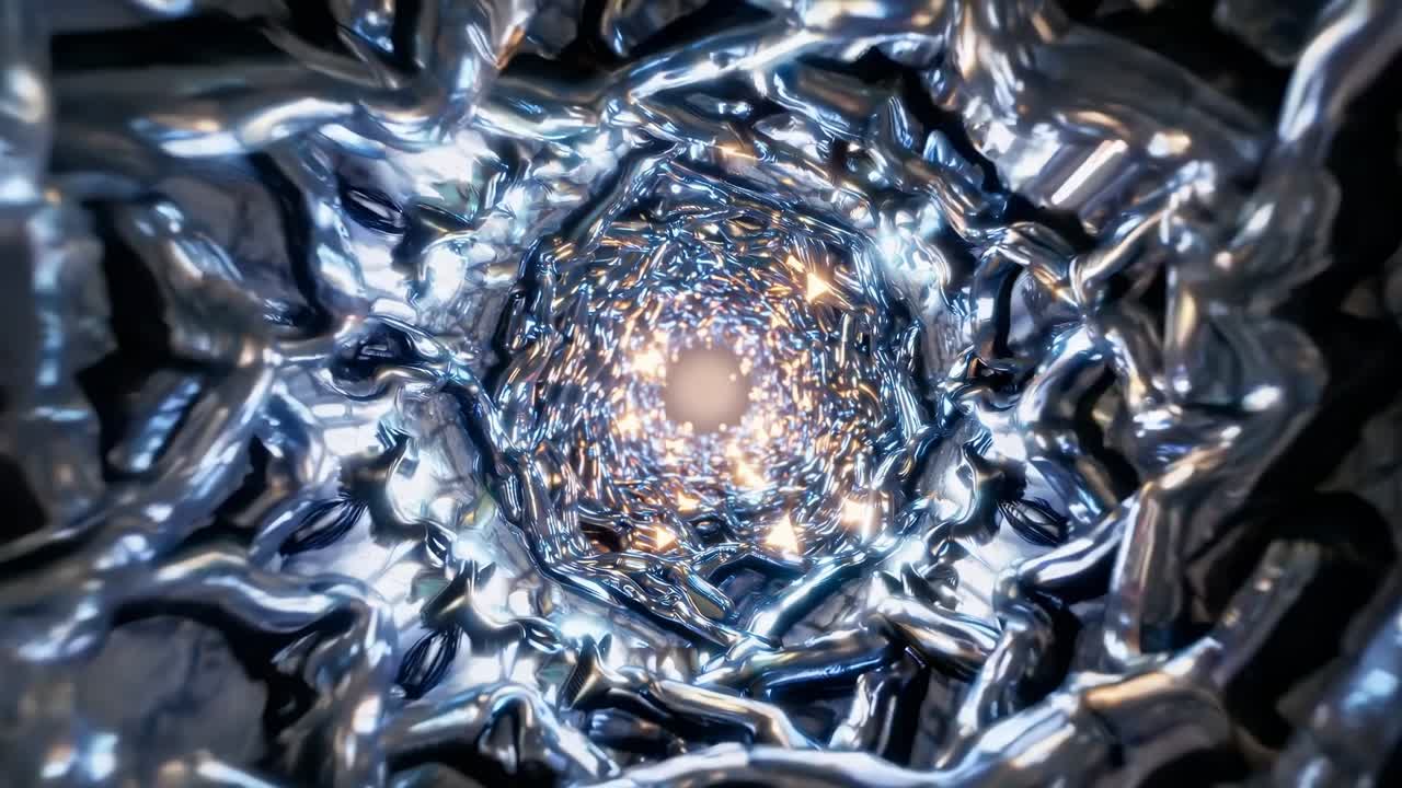 Vortice metallico astratto con luci brillanti