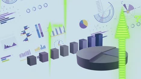 animation of financial data processing and statistics