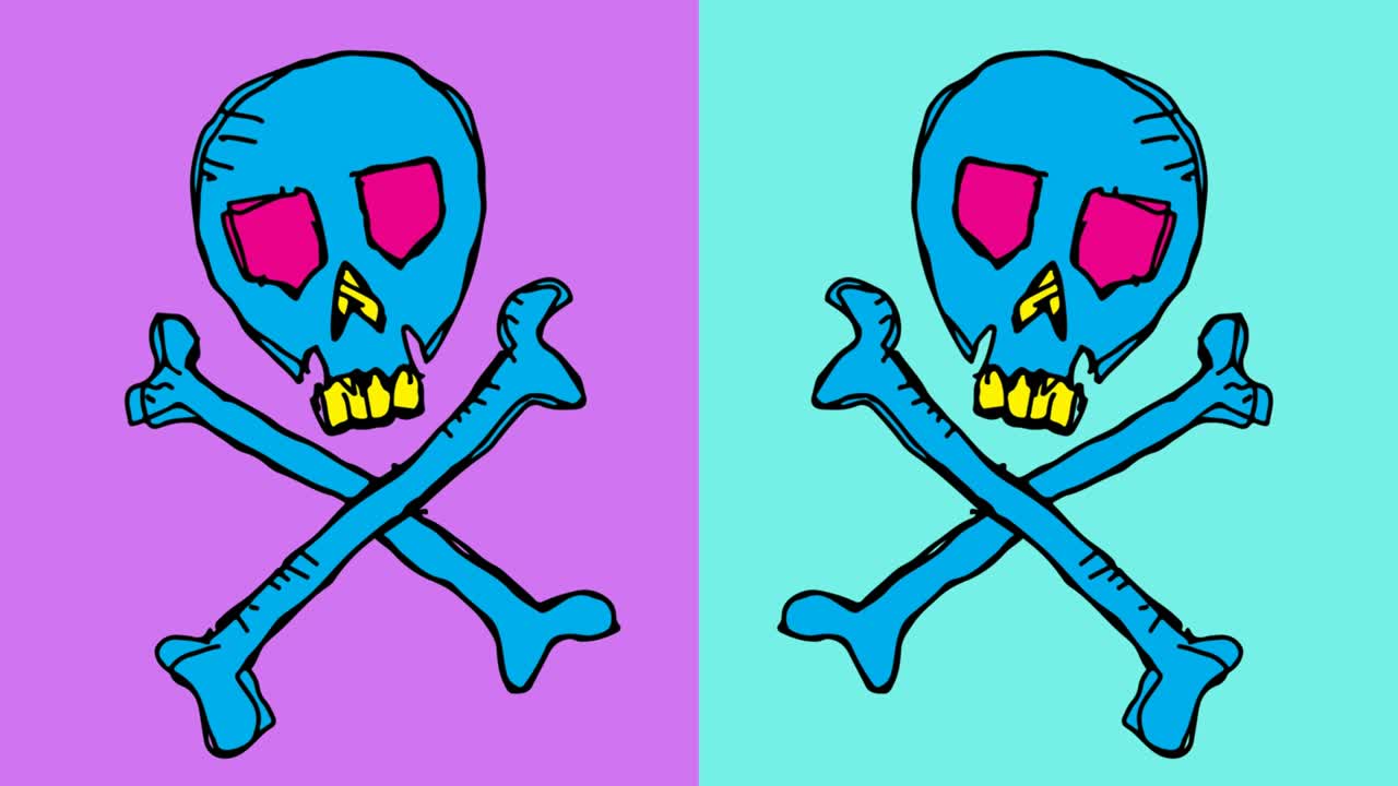 niños dibujando arte pop fondo sin costuras con el tema de la calavera