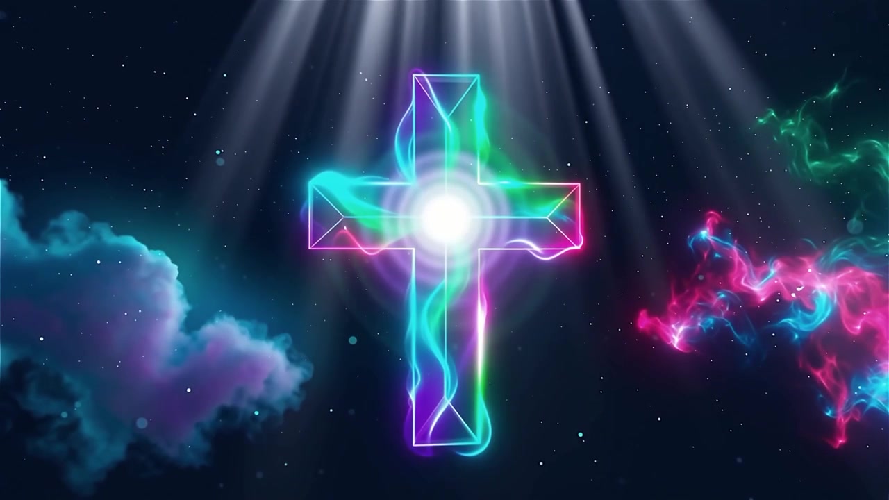 Christian Cross Heavenly Light Worship Background