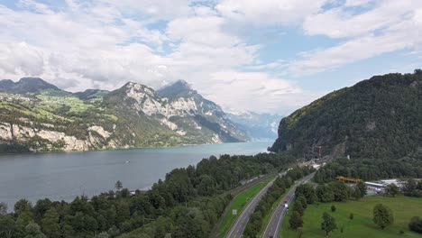 hyperlapse over lake walensee in kanton st