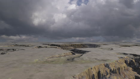 alien ufo over a dusty canyon landscape