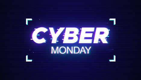 an animation of a glitch cyber monday offer banner