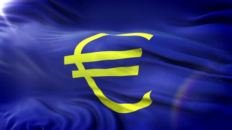 euro sign flag waving on sun. seamless loop with highly detailed fabric texture. loop ready in 4k resolution.