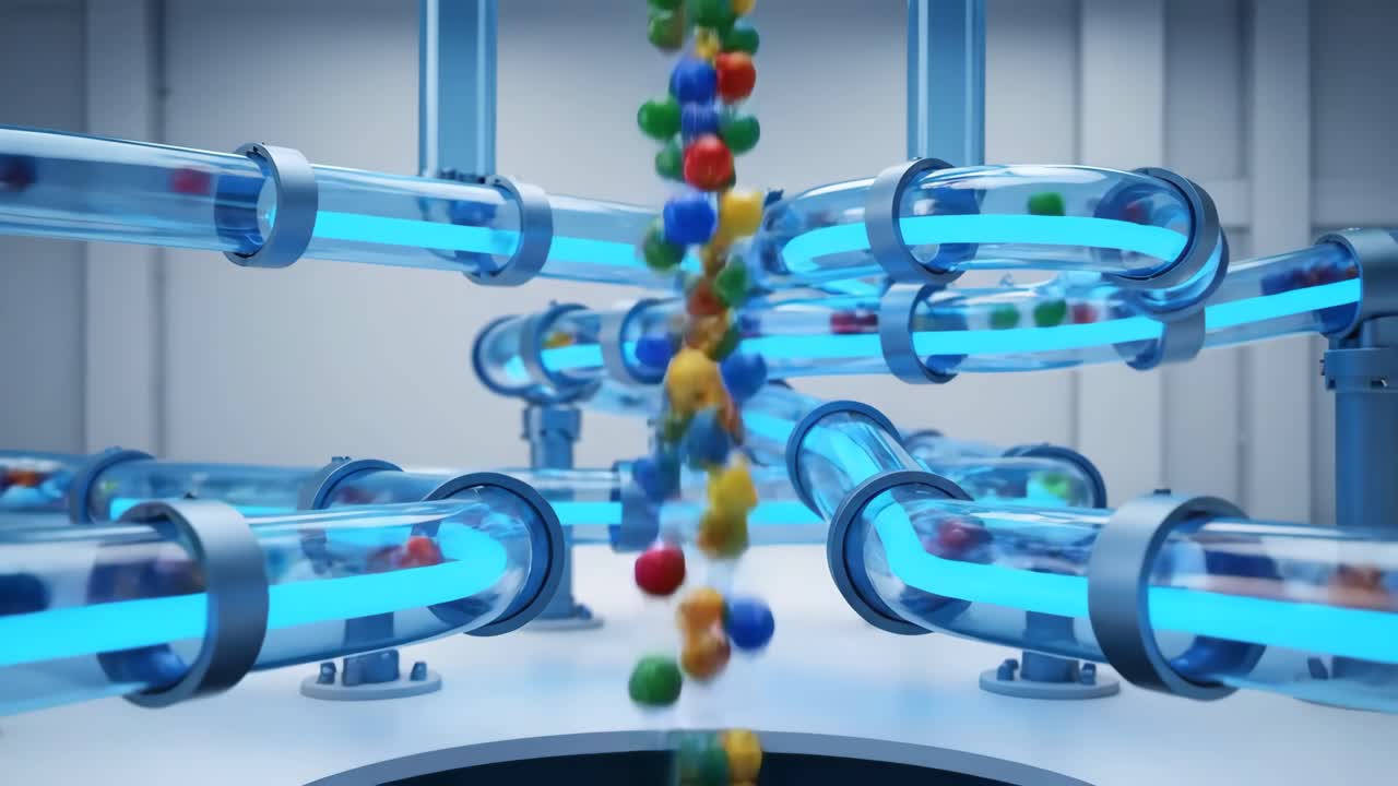 A machine with pipes and balls