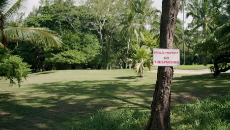 fixed shot of golf field in green landscape island, mauritius, africa