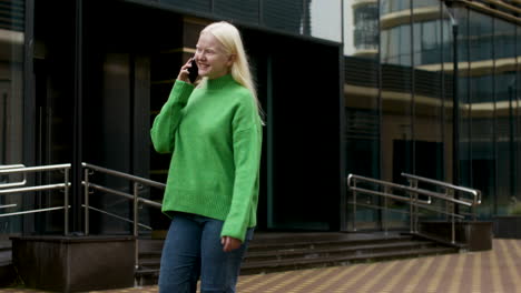 albino woman walking on the street