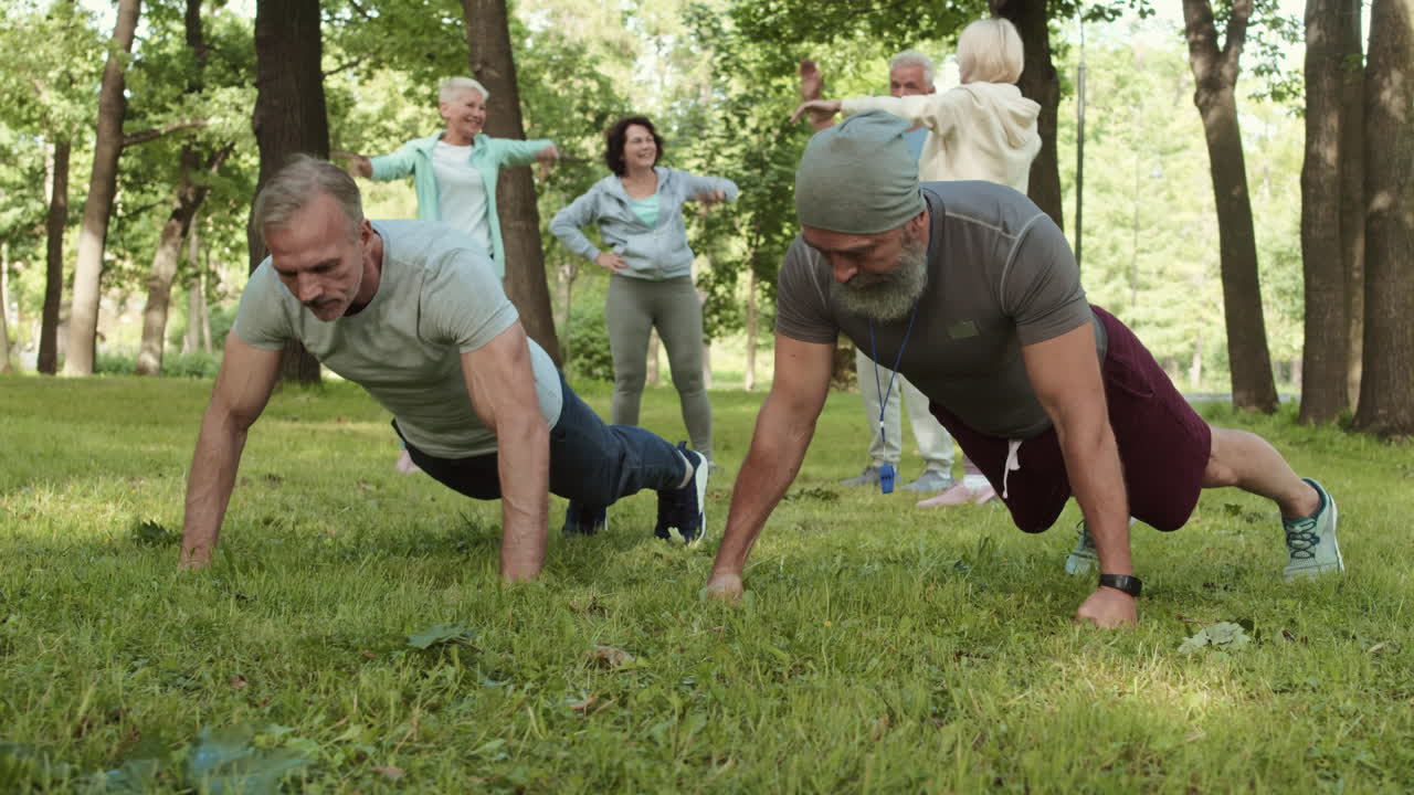 Senior Citizens Exercising in Park