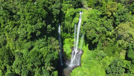 imágenes aéreas de drones en 4k: majestuosas cascadas de sekumpul y fiji, singaraja, norte de bali