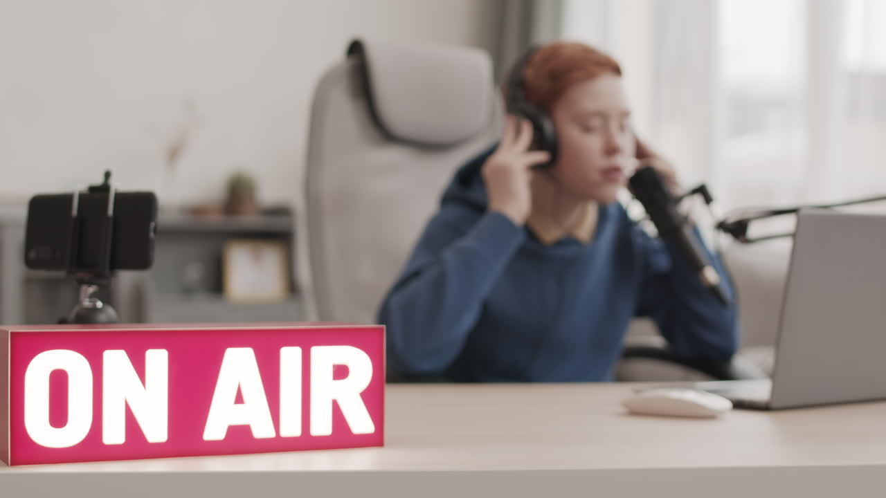 Boy Podcasting Live On Air