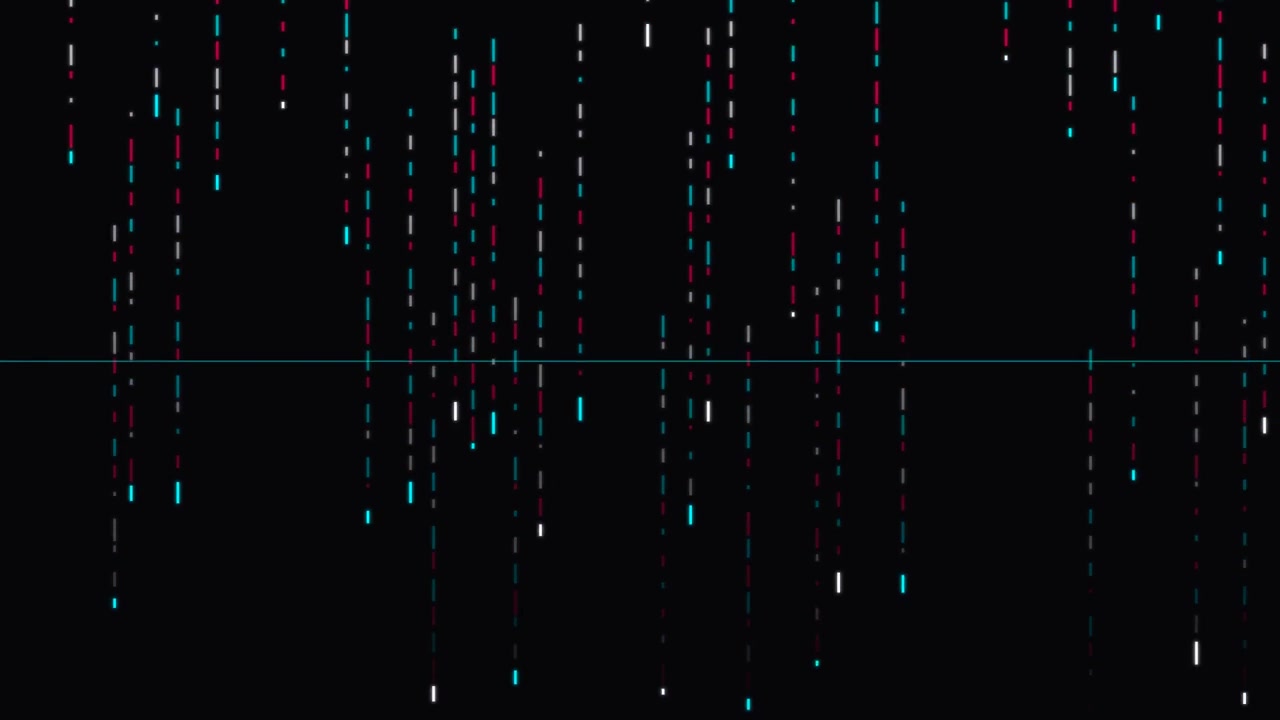 Abstract Digital Rain Animation with Red and Blue Data Lines