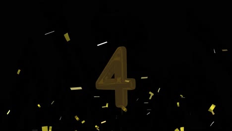 Animation-of-counting-down-and-falling-confetti-over-black-background