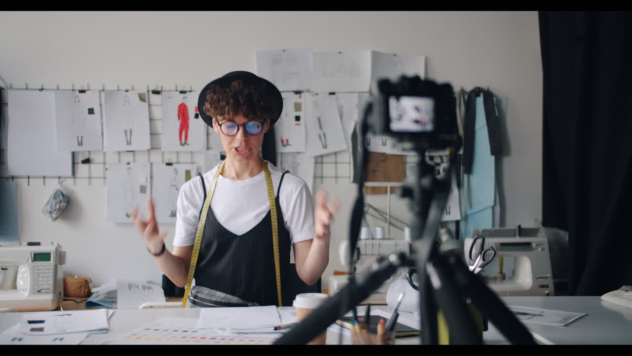 Fashion Designer Demonstrates Dress Design