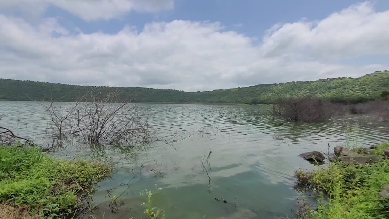 Lonar crater created from a meteor, Salty and Alkaline lake, Lonar, Maharashtra