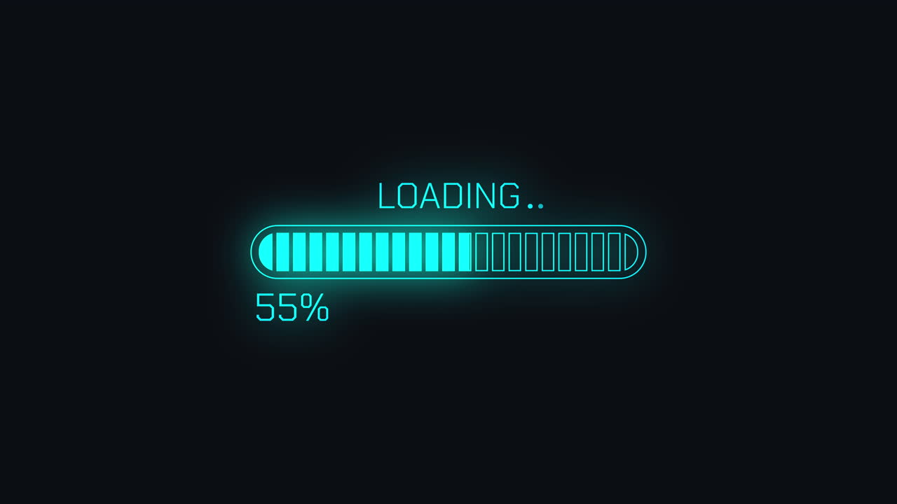 Digital Loading Progress Bar Animation on Dark Background