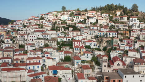 Aerial-View-Of-Poros-Island-In-Greece-At-Daytime---drone-shot