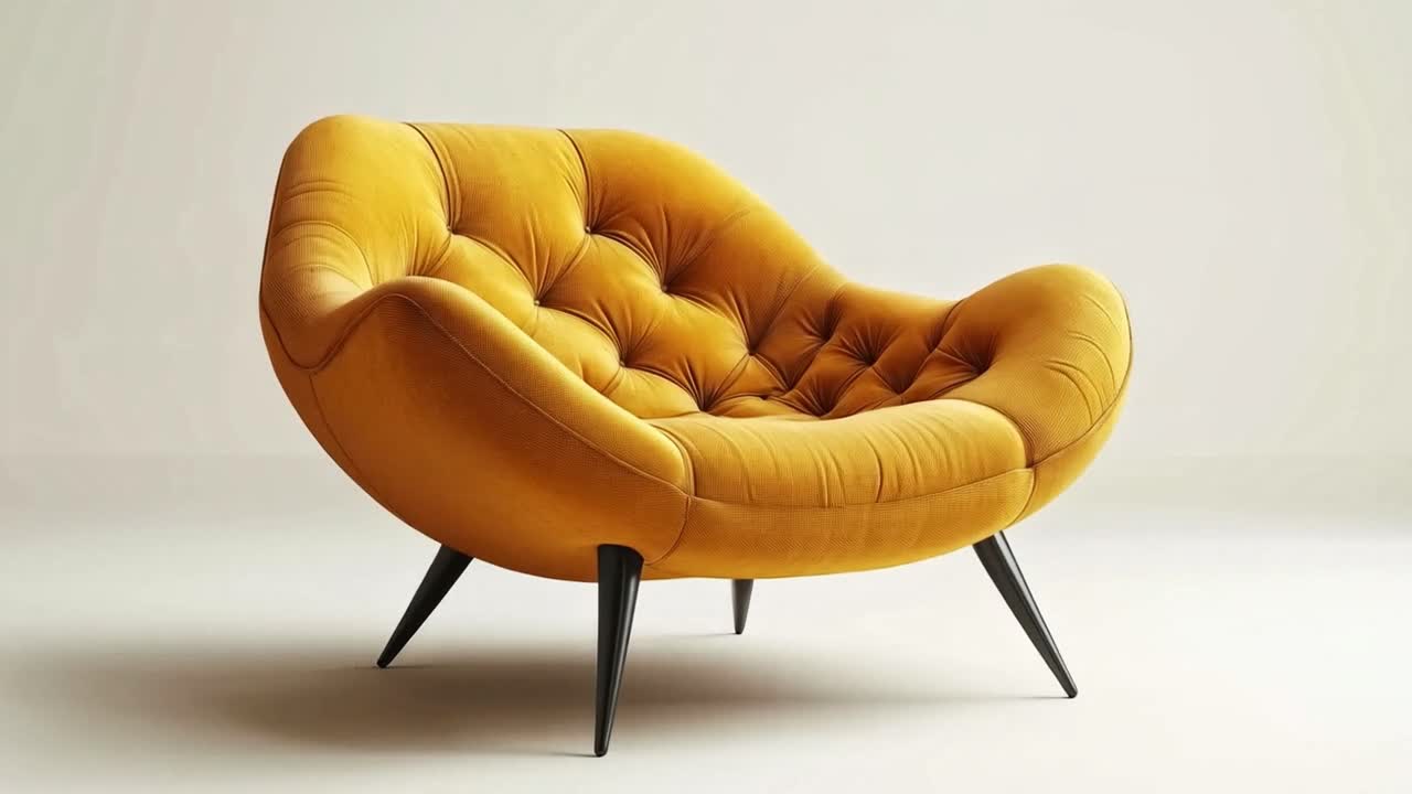 Modern Yellow Tufted Armchair
