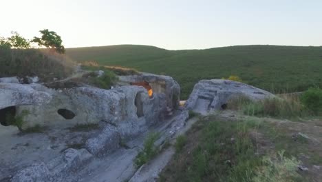 ancient cave dwellings in the mountains