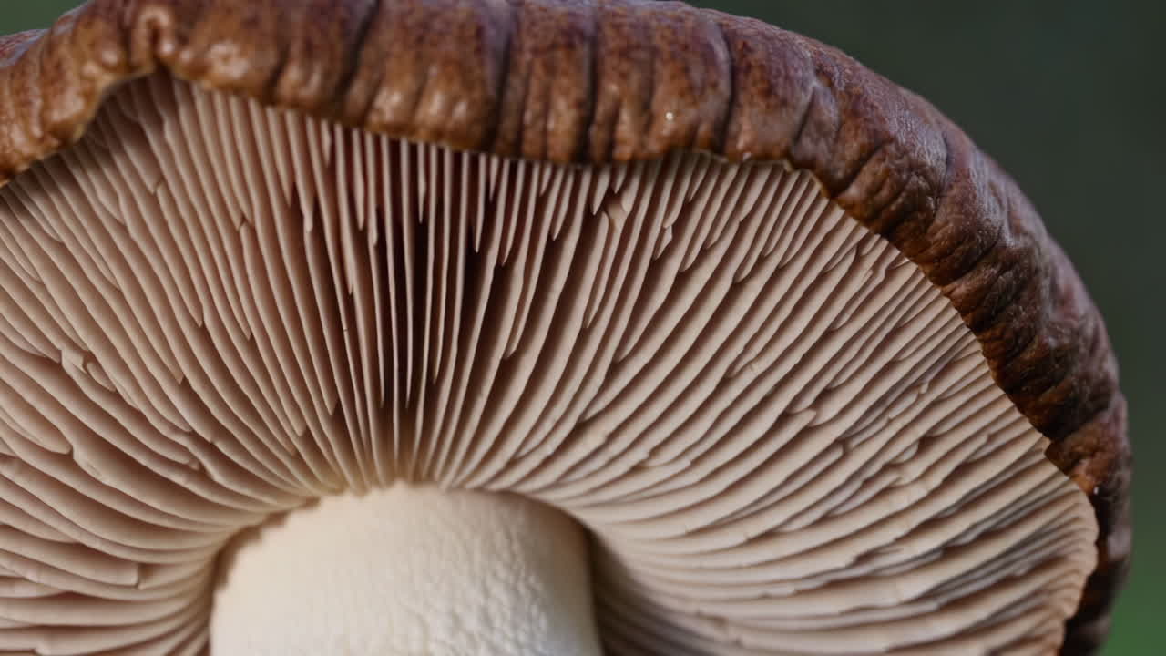 Underside of a Mushroom with Visible Gills