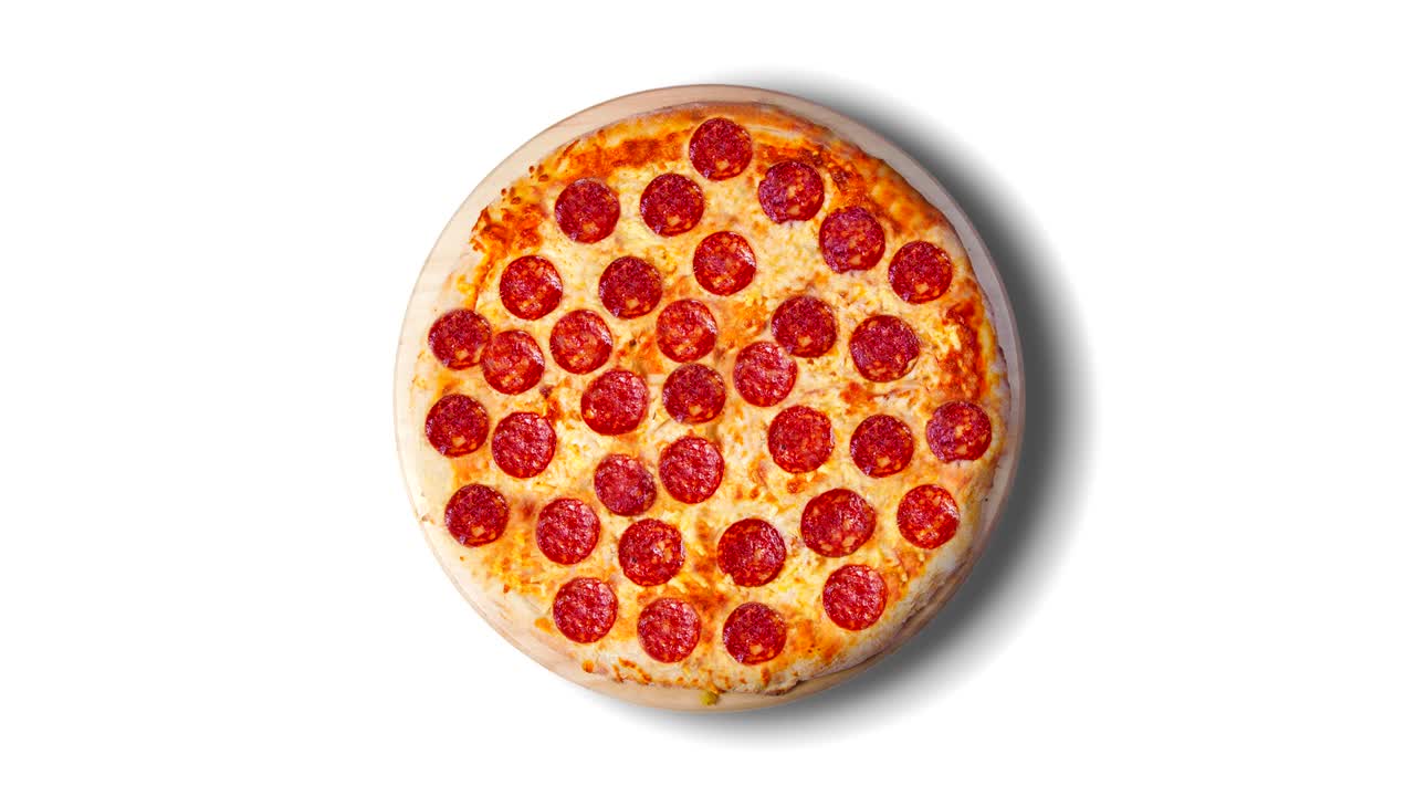una sola imagen de una pizza de pepperoni sobre un fondo blanco. imágenes. esta imagen es perfecta para que usted diseñe sus menús de restaurante. visite mi página. usted será capaz de encontrar una imagen para cada pizza vendida en su cafetería o restaurante