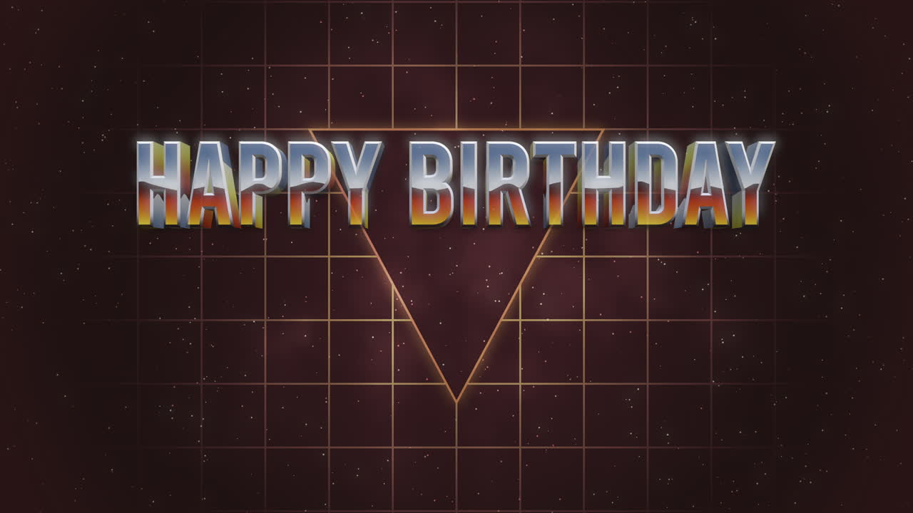 Biglietto d'auguri al neon, "Buon Compleanno" luminoso e futuristico su sfondo nero