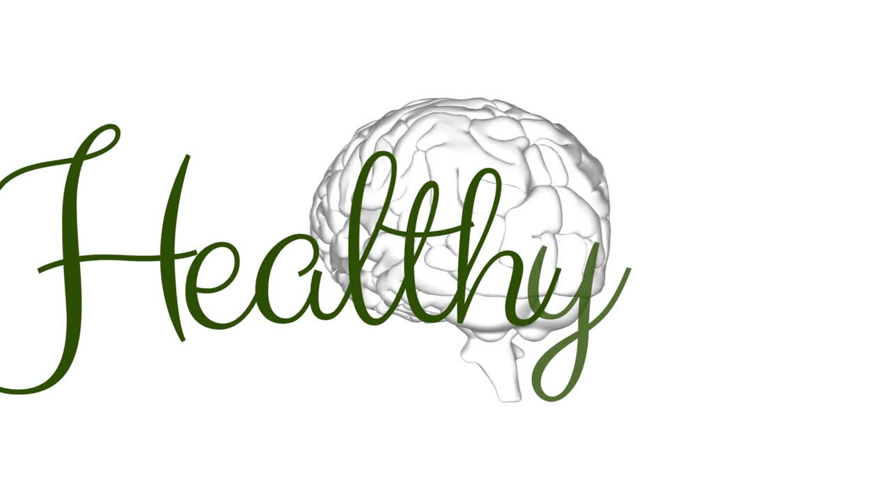 건강하고  ⁇ 색 배경 위에서 회전하는 뇌의 애니메이션