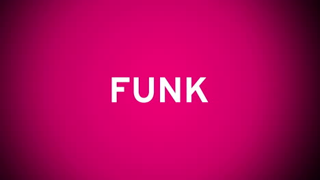 animation of funk in white text over cheering crowd silhouette on pink background