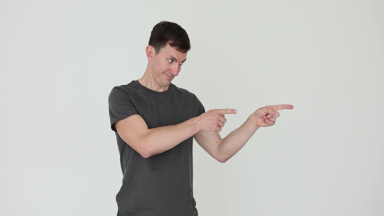 Man pointing to the side
