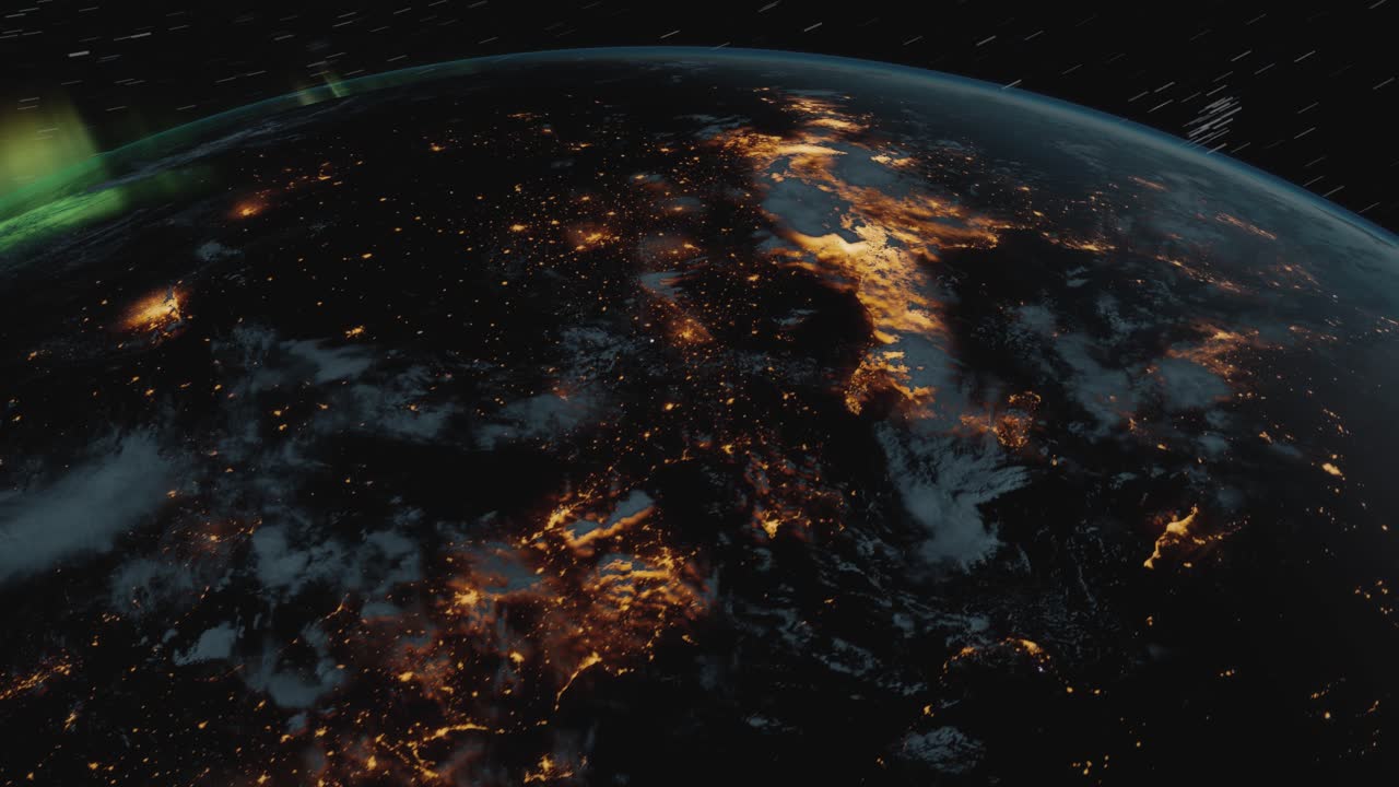 la tierra por la noche desde el espacio