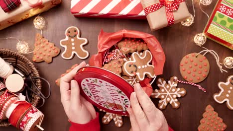 packaging traditional home made gingerbread cookies as food gifts.