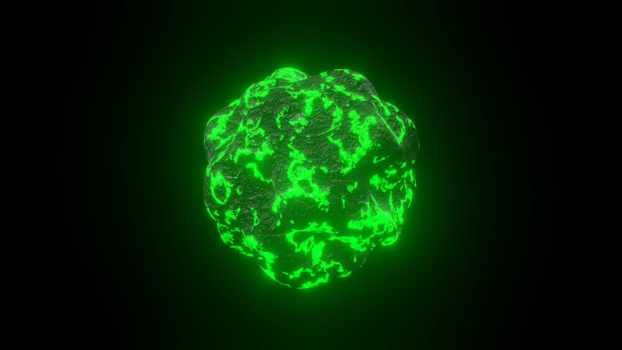 Abstract 3d animation, 4k looped motion of a futuristic black and green shape