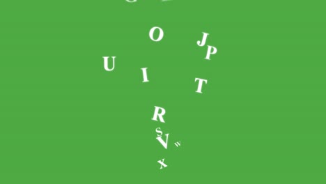 alphabet on a green background.