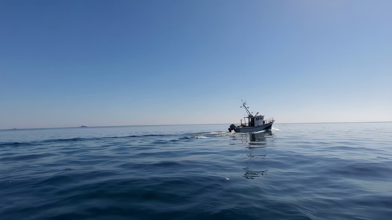 Small Fishing Boat on the Open Sea
