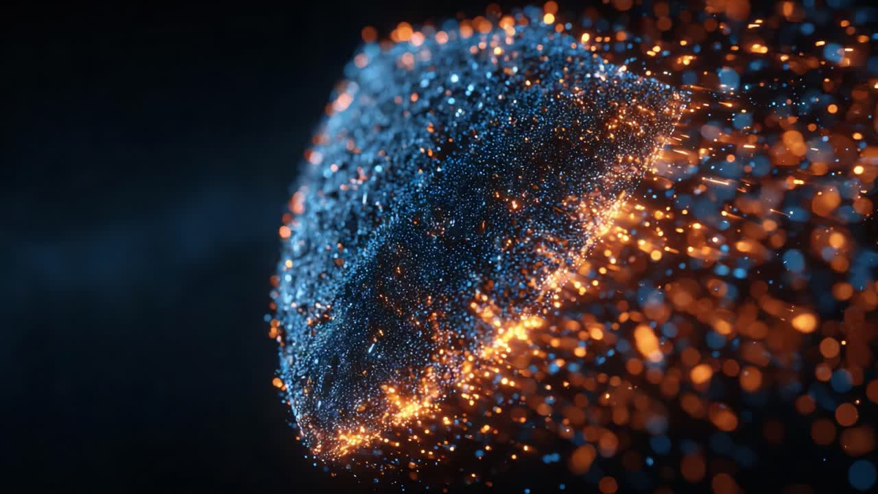 A Stunning Visualization of a Glowing, Particle-Emitting Surface with Dynamic Color Changes, Capturing the Beauty of Light Interaction with Textured Geometry