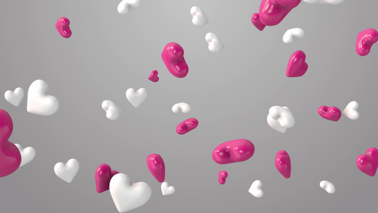 Animation of pink and white hearts on the beautiful background