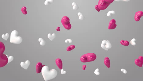 animation of pink and white hearts on the beautiful background