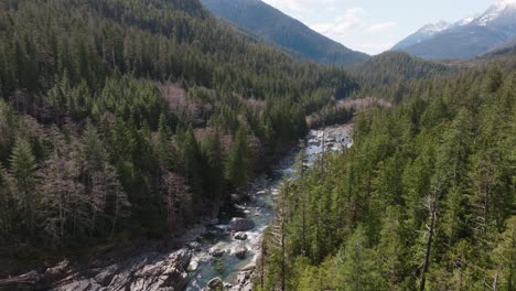 a blue green river in the forests of british columbia canada